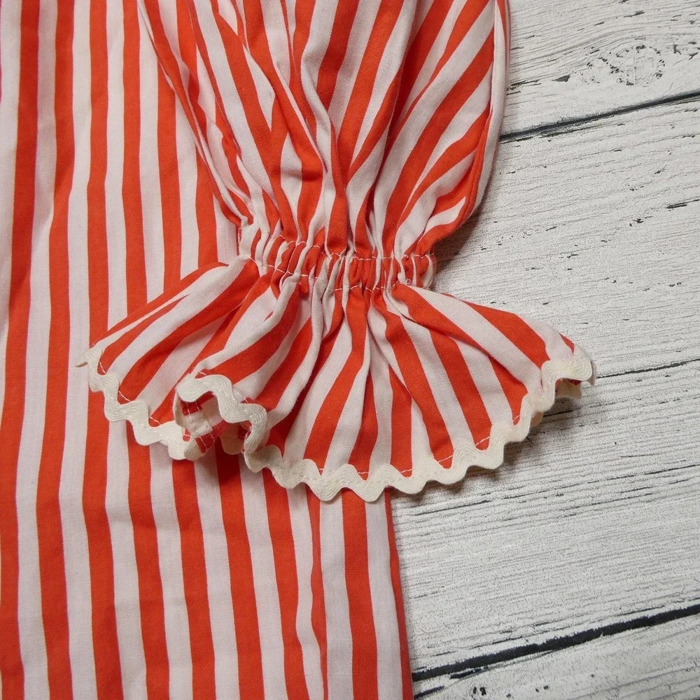 VINTAGE Clown Costume Jumpsuit One Size Red White Stripe Talon Zipper 50s 60s